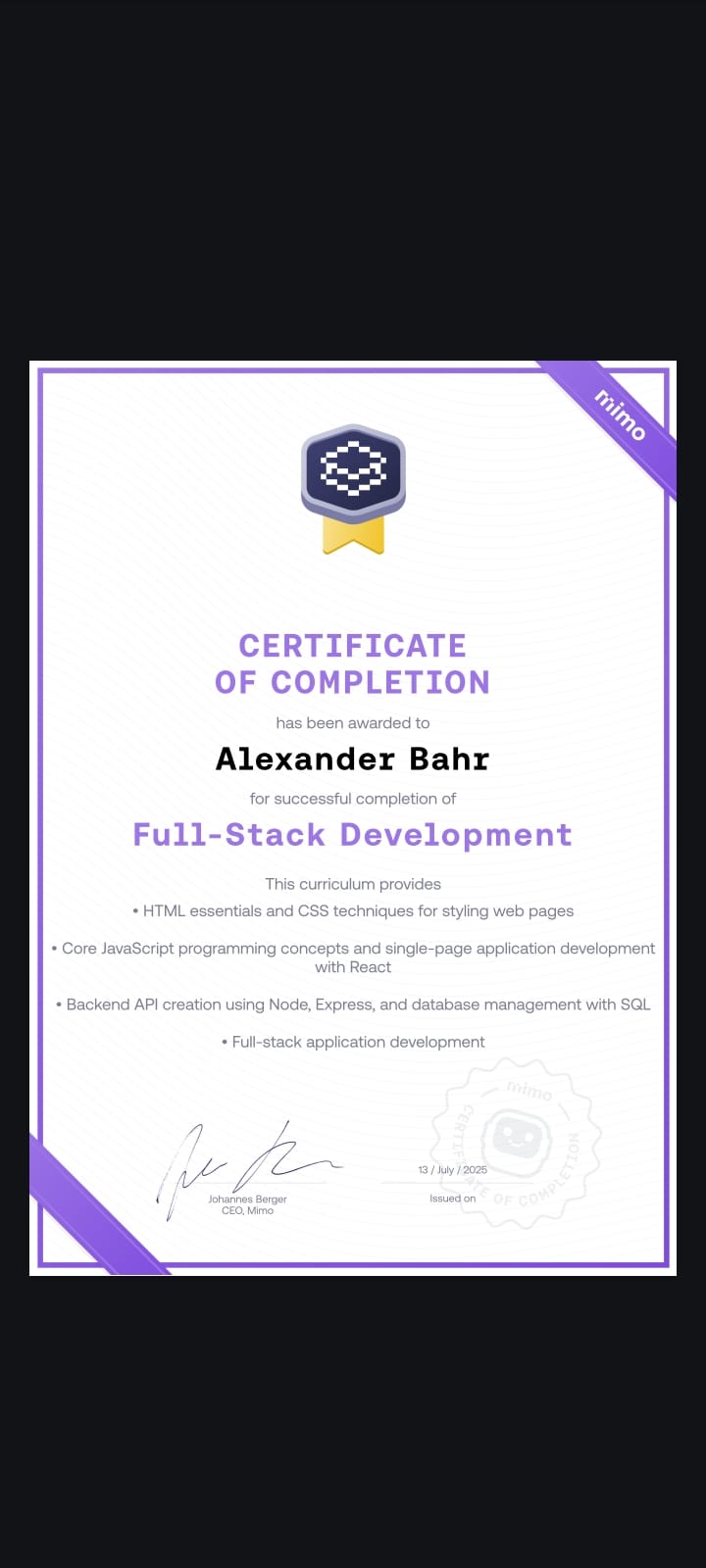 Fullstack-Zertifikat